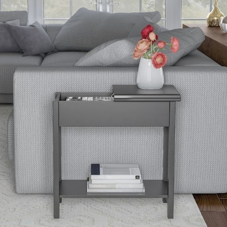 Hastings Home Flip Top End Table, Slim Side Console with Hidden Hinged Storage Compartment 511563CCX